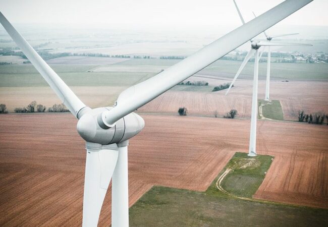 An image of an onshore windfarm