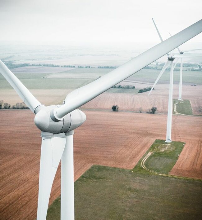 An image of an onshore windfarm