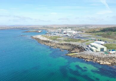 An aerial view of Rossaveel harbour in Ireland