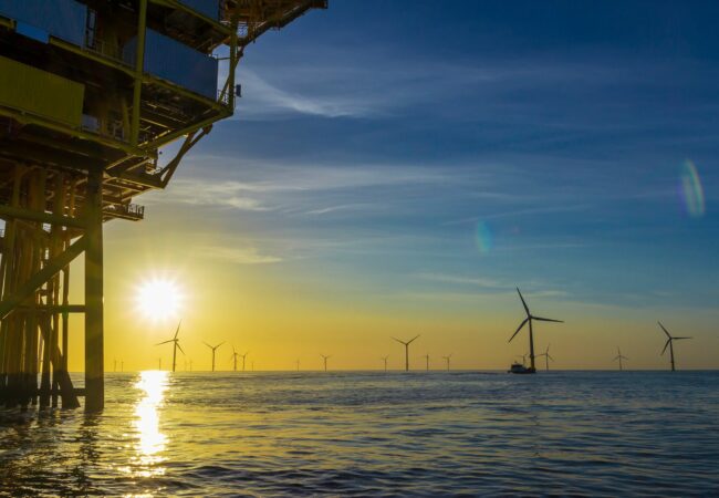An image of an offshore windfarm