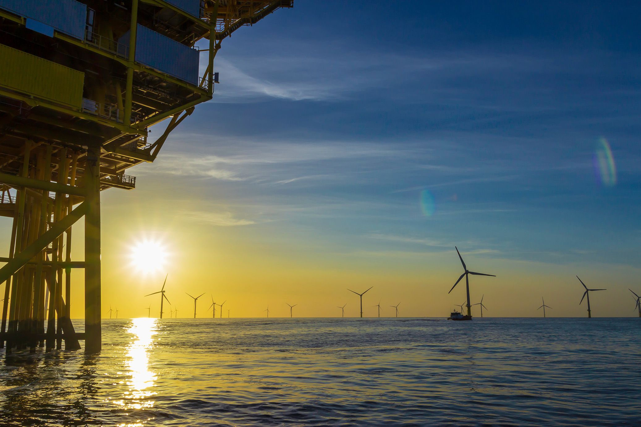 An image of an offshore windfarm
