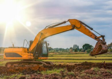 An image of a digger excavation a field