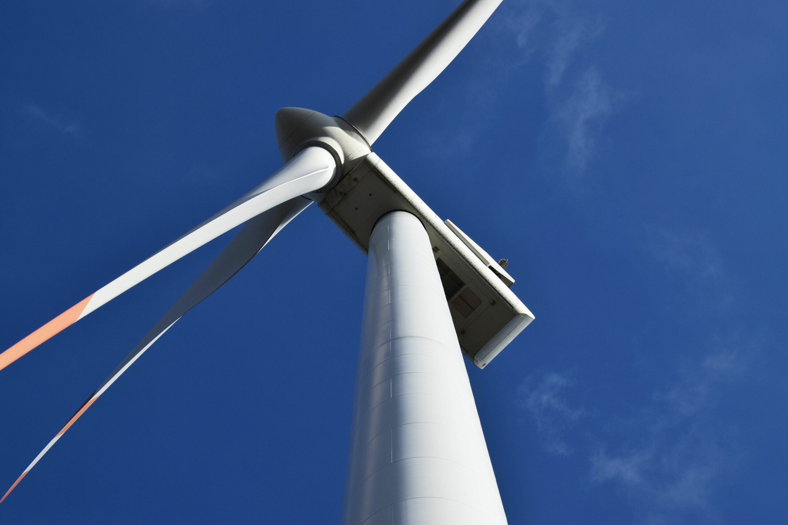 An image of a turbine taken from below