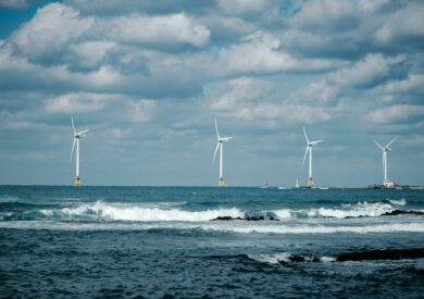 A picture of offshore wind turbines